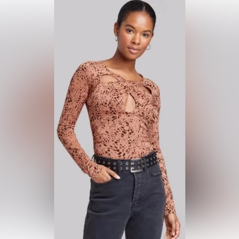 Stylish Brown Animal Print Women's Bodysuit